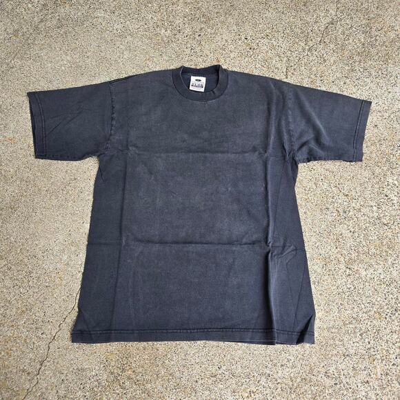 Vtg Y2k PRO CLUB Blank Plain Earthtone Minimal T Shirt Black Med Fit - Picture 1 of 5